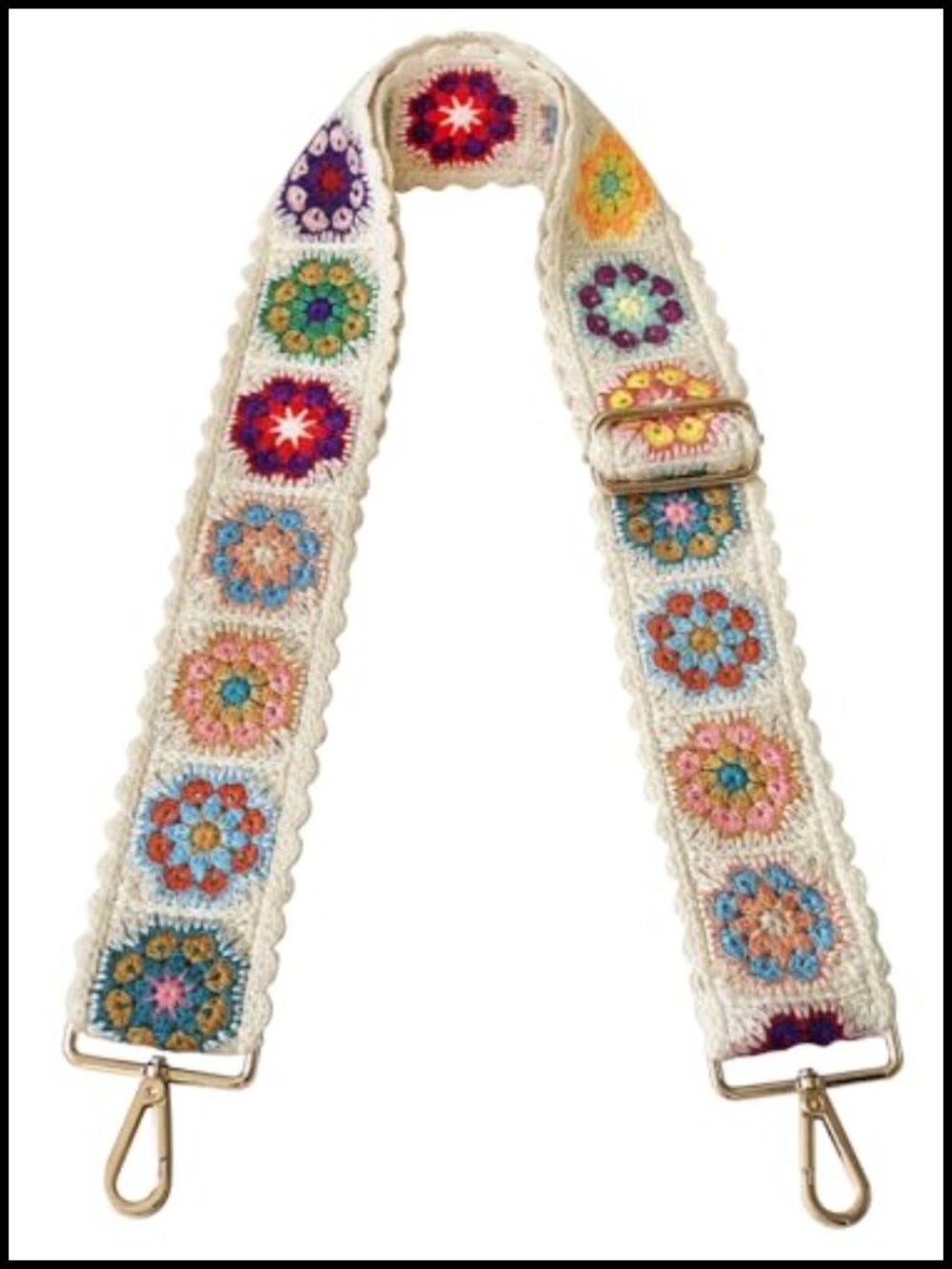 Crochet Flower Purse Straps Replacement Crossbody Adjustable Canvas Bag Strap 2